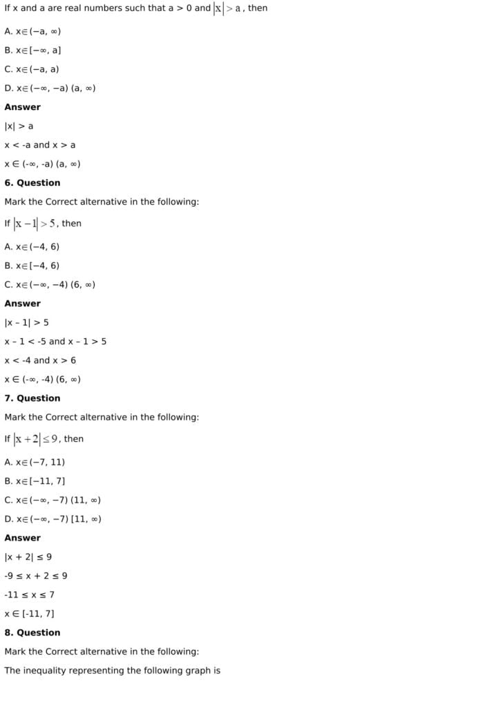 RD Sharma Solutions for Class 11 Maths Chapter 15 Linear Inequations 100 RD Sharma Chapter 15 MCQ - 03