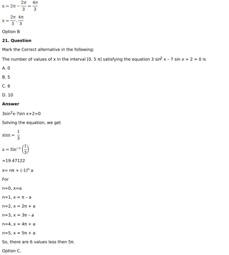 RD Sharma Solutions for Class 11 Maths Chapter 11 Trigonometric Equations 86 RD Sharma Class 11 Chapter 11 - MCQ - 13