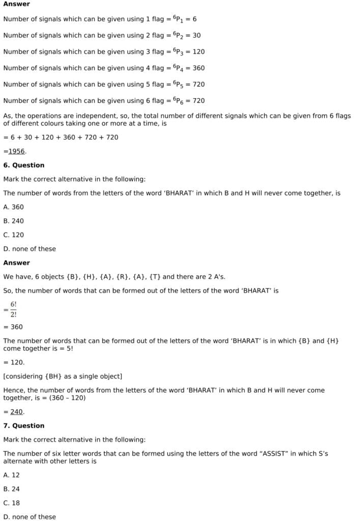 RD Sharma Solutions for Class 11 Maths Chapter 16 Permutations 103 RD Sharma Chapter 16 - MCQ - 04