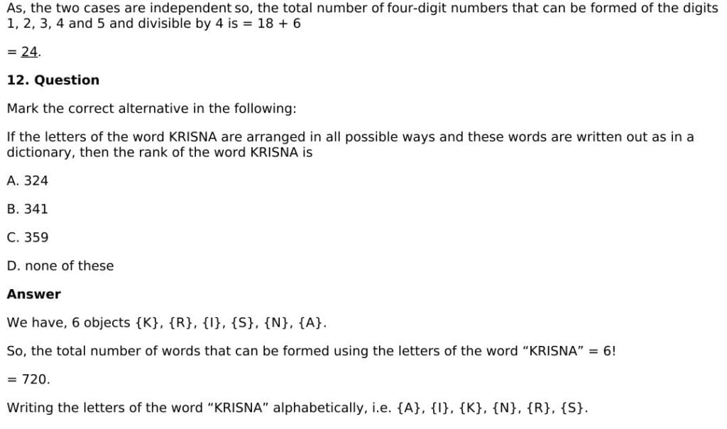 RD Sharma Solutions for Class 11 Maths Chapter 16 Permutations 108 RD Sharma Chapter 16 - MCQ - 09