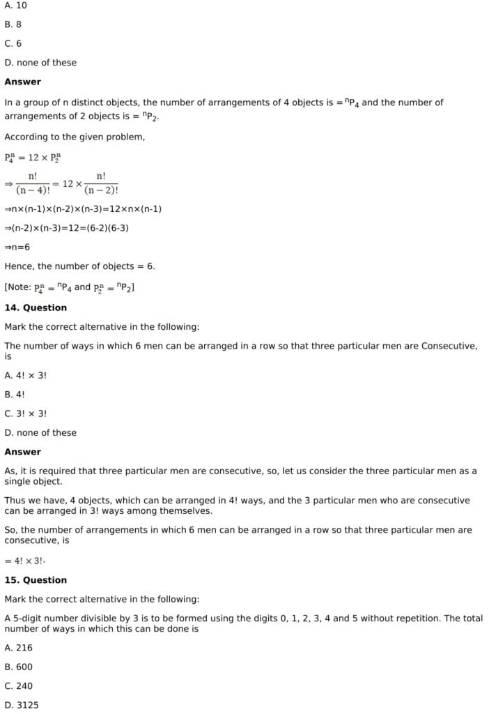 RD Sharma Solutions for Class 11 Maths Chapter 16 Permutations 110 RD Sharma Chapter 16 - MCQ - 11