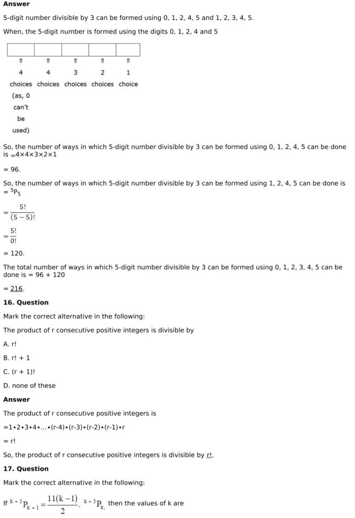 RD Sharma Solutions for Class 11 Maths Chapter 16 Permutations 111 RD Sharma Chapter 16 - MCQ - 12