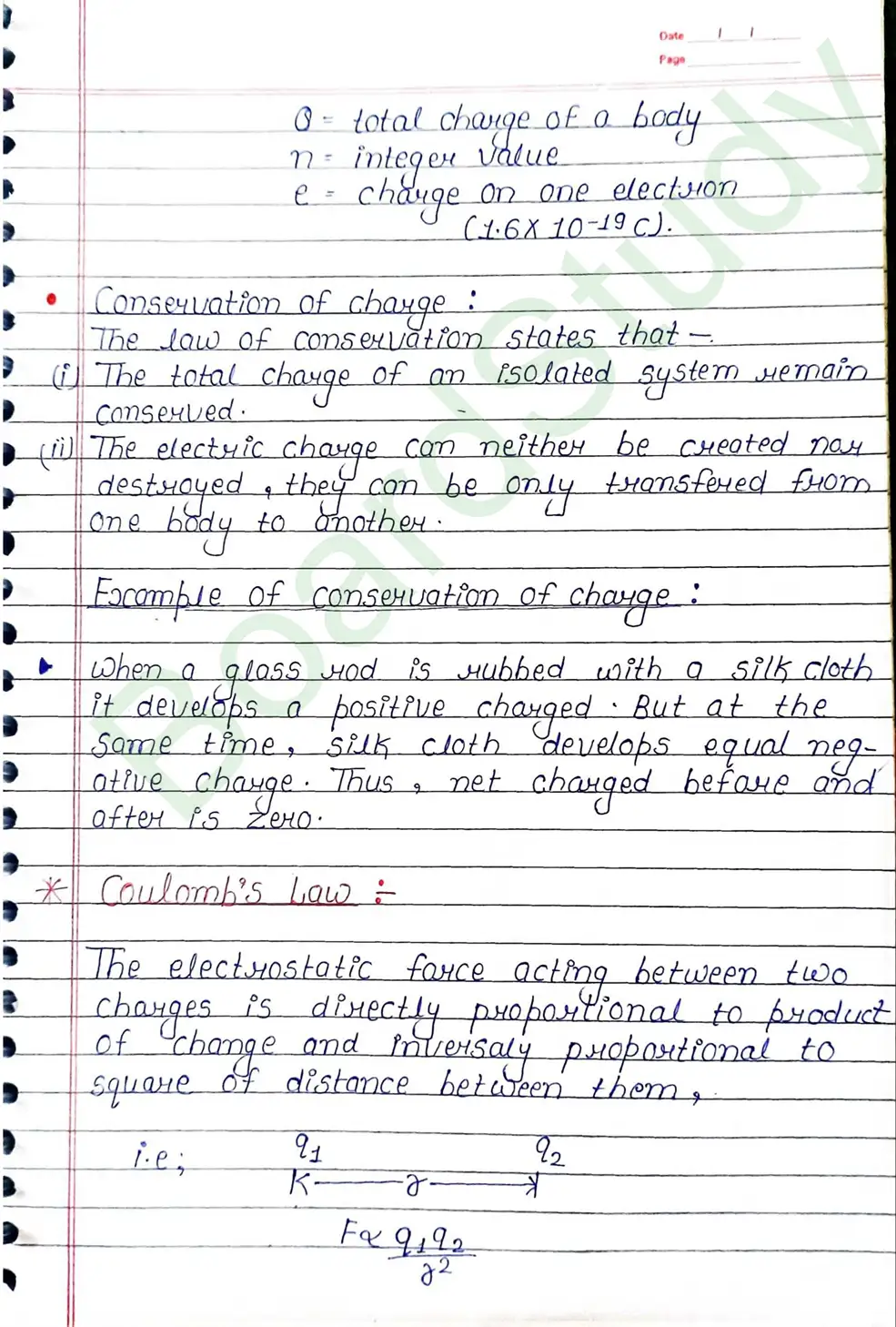 Electric Charges and Fields Class 12 Physics Chapter 1 Notes (Handwritten Notes PDF Download) 7 1. Electric charge and field_page-0007