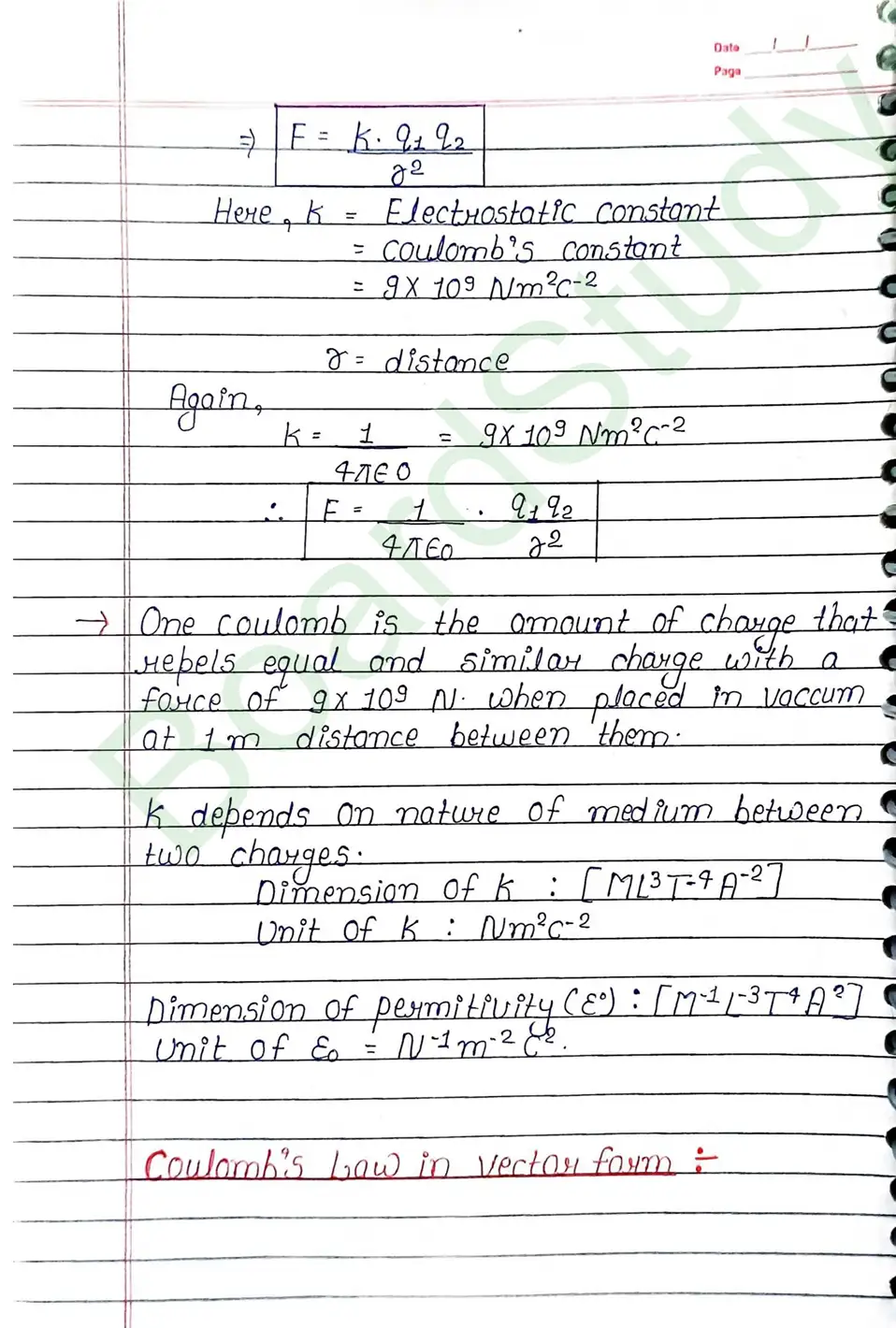 Electric Charges and Fields Class 12 Physics Chapter 1 Notes (Handwritten Notes PDF Download) 8 1. Electric charge and field_page-0008