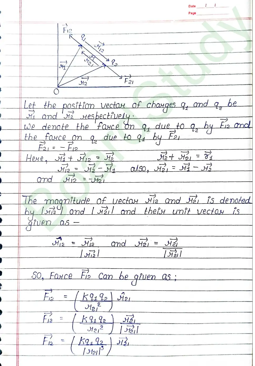 Electric Charges and Fields Class 12 Physics Chapter 1 Notes (Handwritten Notes PDF Download) 9 1. Electric charge and field_page-0009