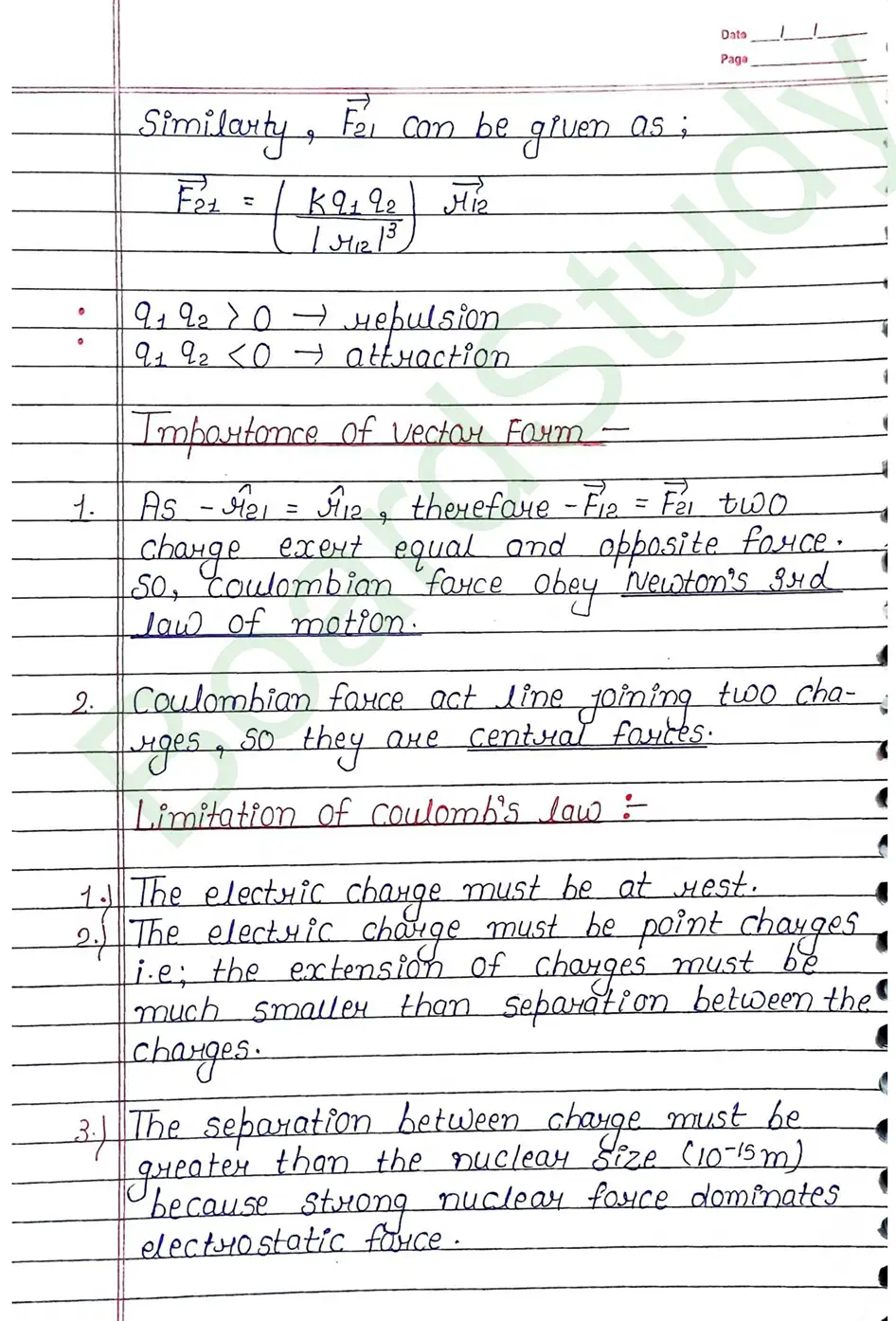 Electric Charges and Fields Class 12 Physics Chapter 1 Notes (Handwritten Notes PDF Download) 10 1. Electric charge and field_page-0010