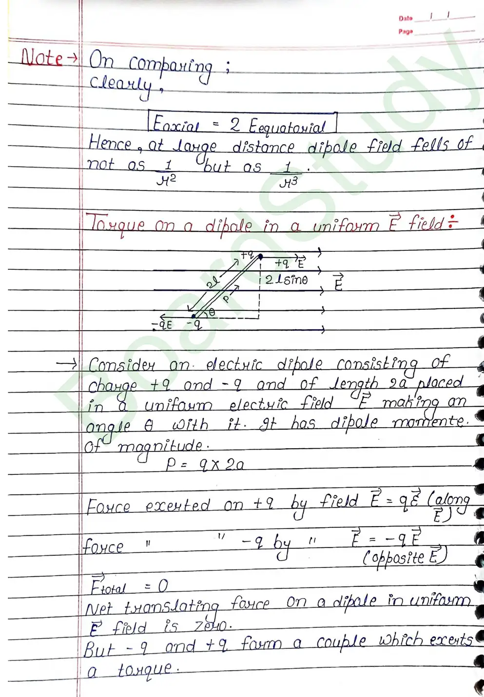 Electric Charges and Fields Class 12 Physics Chapter 1 Notes (Handwritten Notes PDF Download) 22 1. Electric charge and field_page-0022