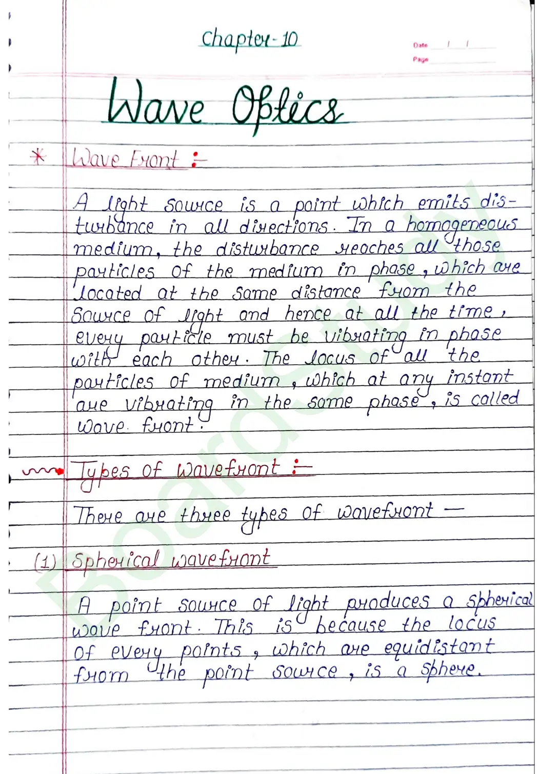 Wave Optics Class 12 Physics Chapter 10 Notes (Handwritten Notes PDF Download) 1 10. Wave optics_page-0001