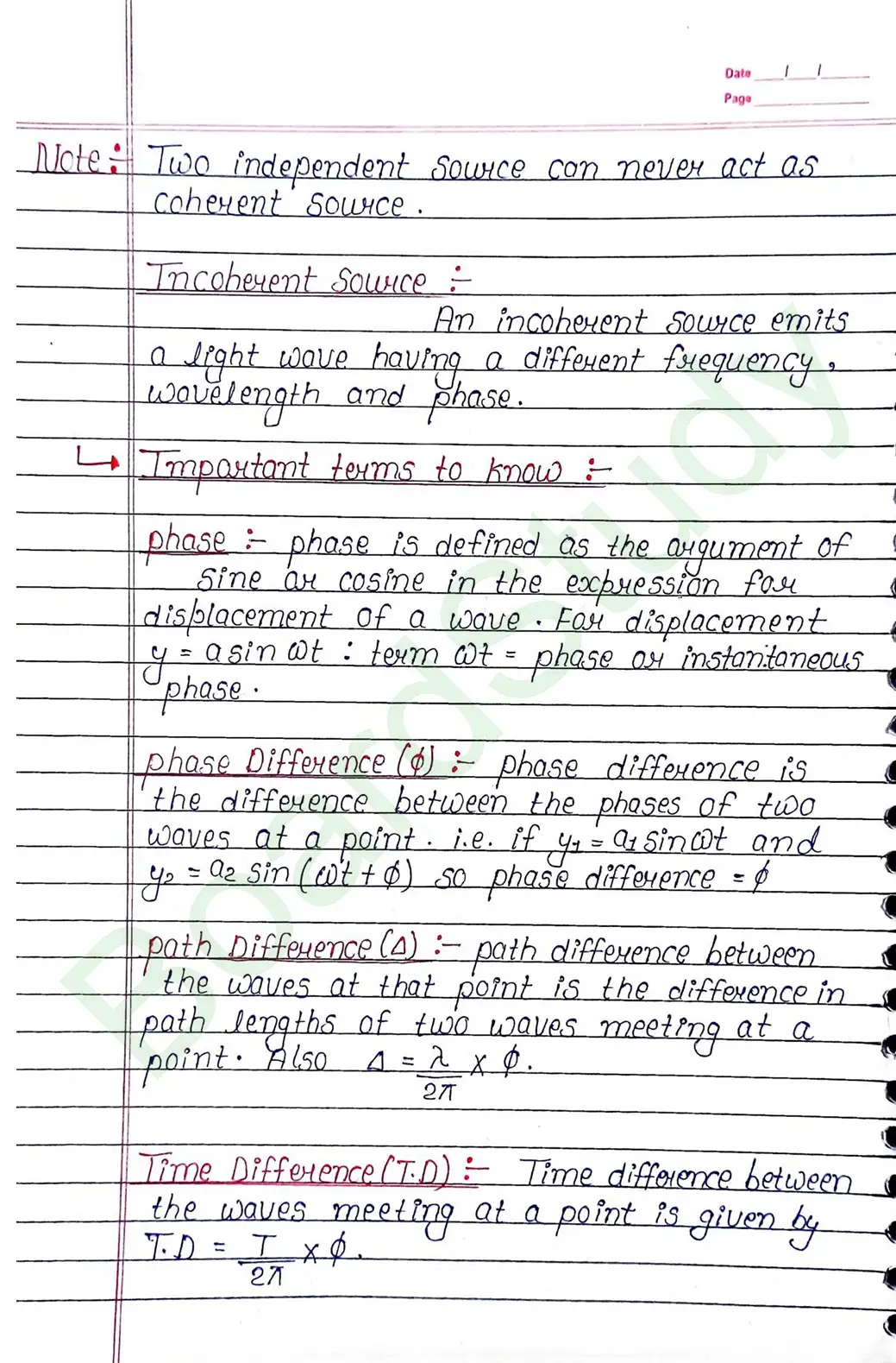 Wave Optics Class 12 Physics Chapter 10 Notes (Handwritten Notes PDF Download) 12 10. Wave optics_page-0012