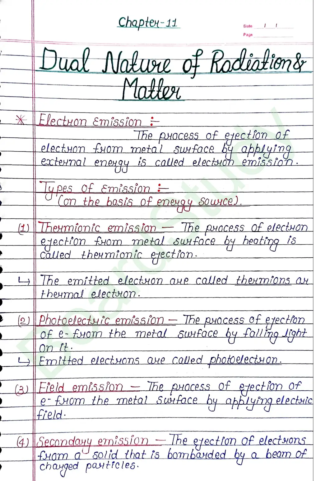 Dual Nature of Radiation and Matter Class 12 Physics Chapter 11 Notes (Handwritten Notes PDF Download) 1 11. Dual Radiation of Nature_page-0001