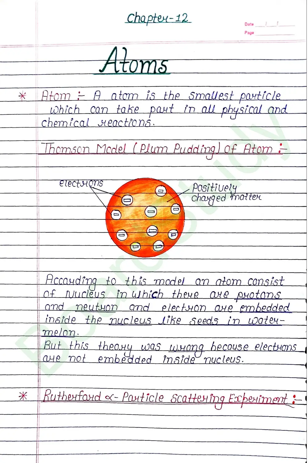 Atoms Class 12 Physics Chapter 12 Notes (Handwritten Notes PDF Download) 1 12. Atoms_page-0001