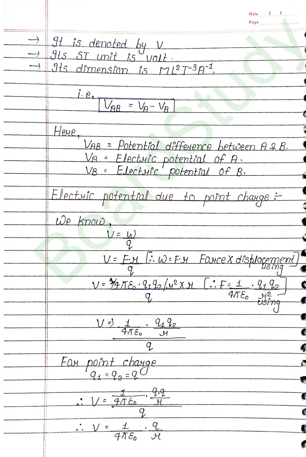 Electrostatic Potential and Capacitance Class 12 Physics Chapter 2 Notes (Handwritten Notes PDF Download) 2 2. Electrostatic potential and capacitance_page-0002
