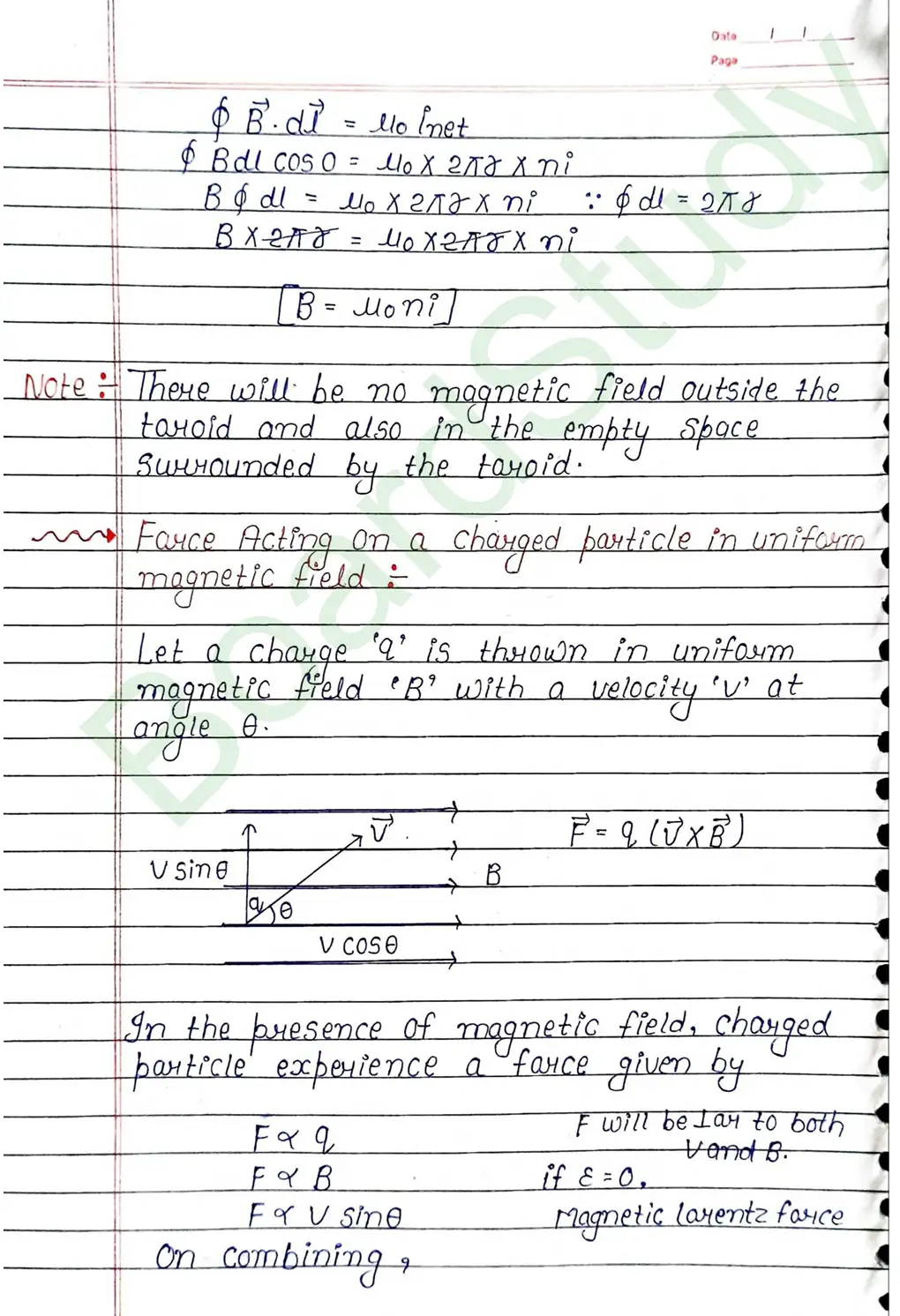 Moving Charges and Magnetism Class 12 Physics Chapter 4 Notes (Handwritten Notes PDF Download) 22 4. Moving charge and magnetism_page-0022