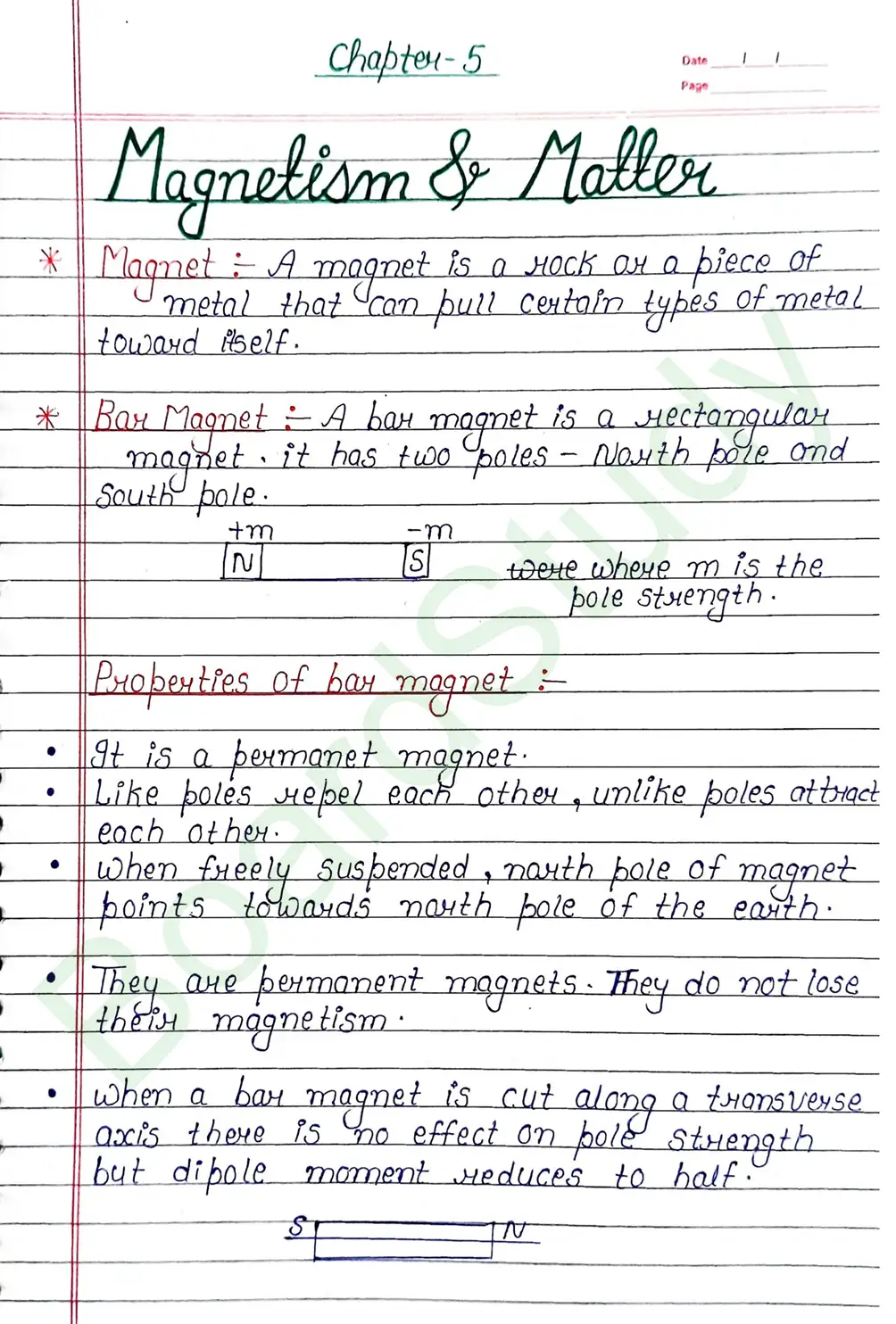 Magnetism And Matter Class 12 Physics Chapter 5 Notes (Handwritten Notes PDF Download) 1 5. Magnetism and matter_page-0001