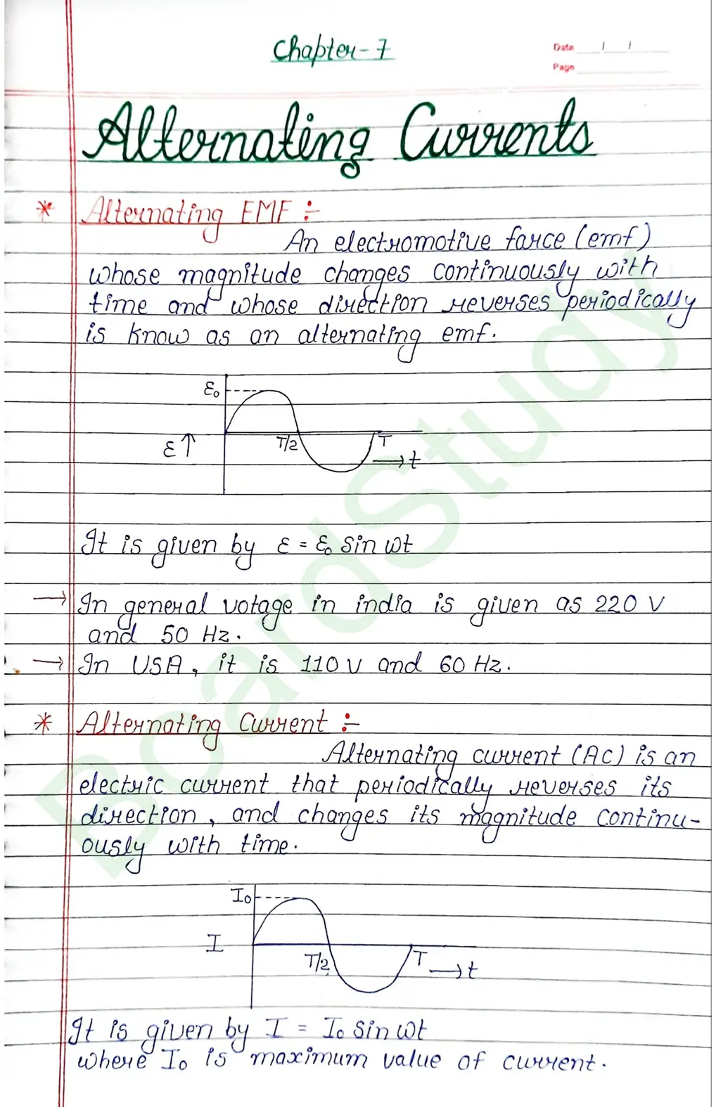 Alternating Current Class 12 Physics Chapter 7 Notes (Handwritten Notes PDF Download) 1 7. Alternating Current_page-0001