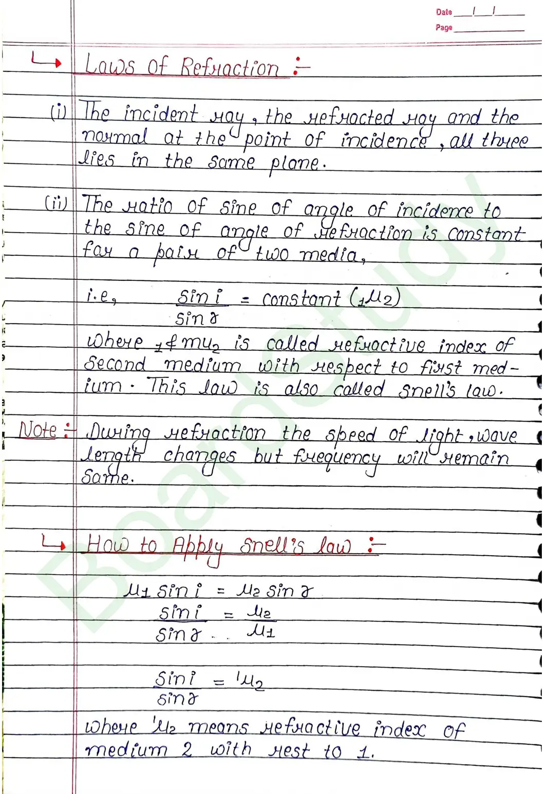 Ray Optics and Optical Instruments Class 12 Physics Chapter 9 Notes (Handwritten Notes PDF Download) 17 9. Ray optics and instrumental things_page-0017