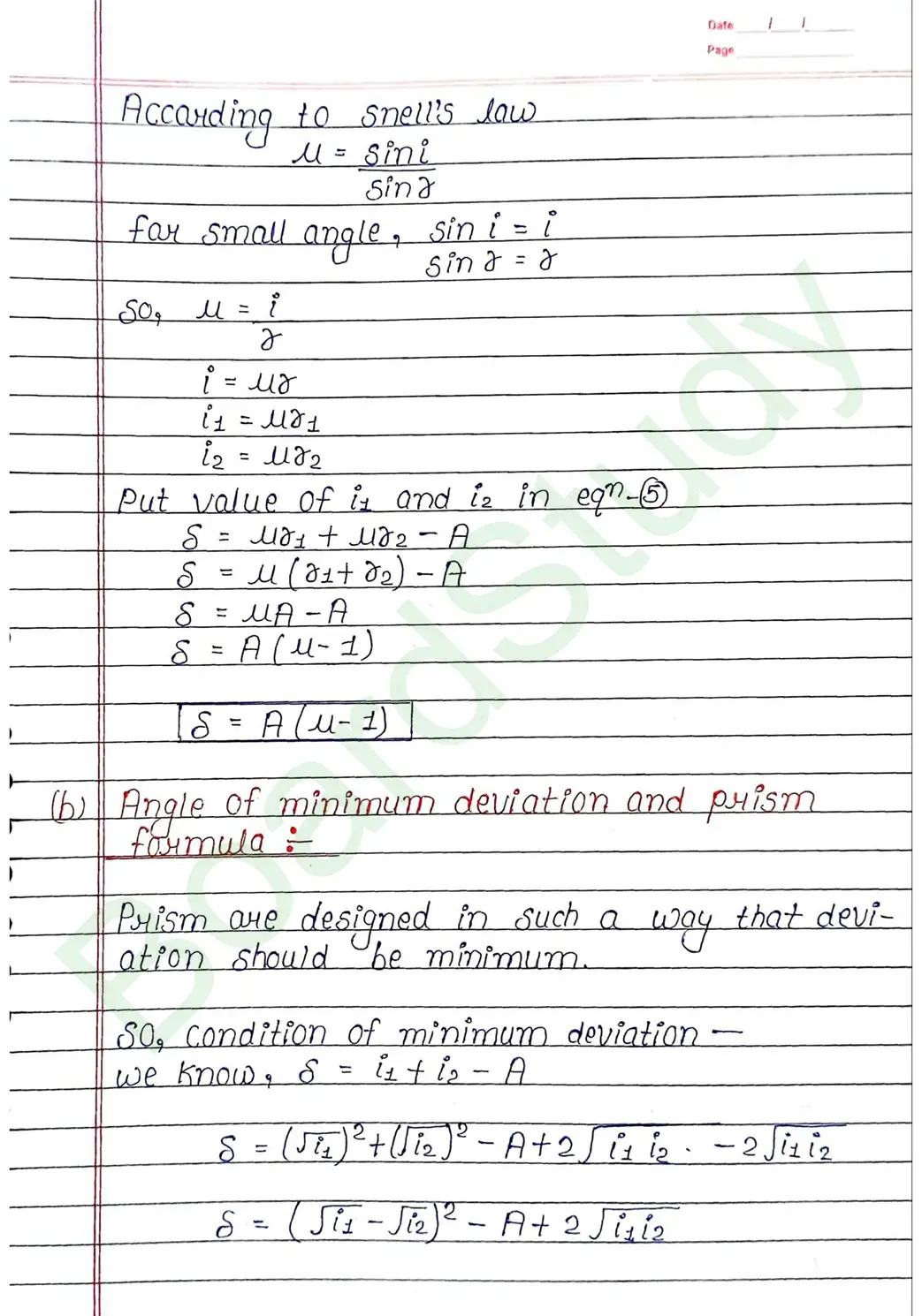 Ray Optics and Optical Instruments Class 12 Physics Chapter 9 Notes (Handwritten Notes PDF Download) 40 9. Ray optics and instrumental things_page-0040