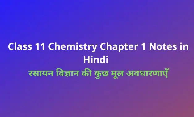 Class 11 Chemistry Chapter 1 Notes in Hindi