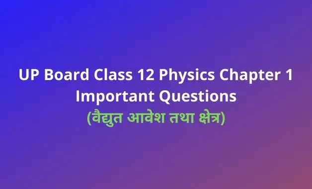 UP Board Class 12 Physics Chapter 1 Important Questions