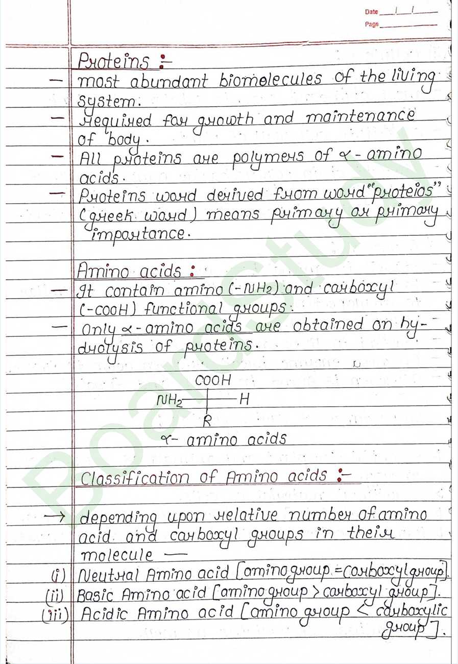 NCERT Class 12 Chemistry Chapter 10 Notes Biomolecules (Handwritten PDF Notes) 12 10. Biomolecules page 0012