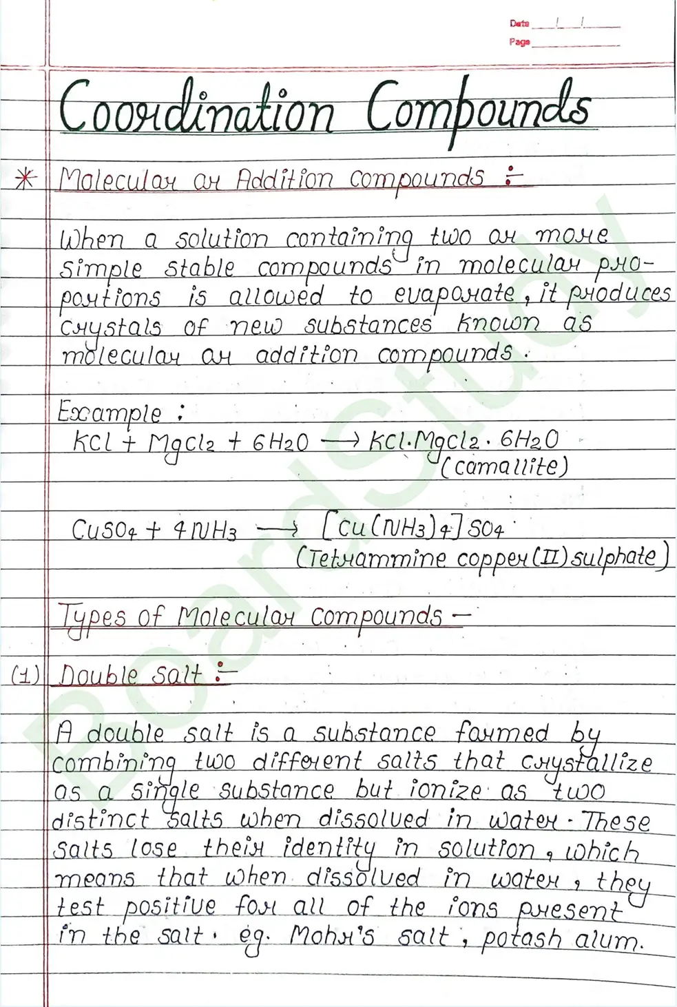NCERT Class 12 Chemistry Chapter 5 Notes Coordination Compounds (Handwritten PDF Notes) 1 5. Coordination Compounds_page-0001