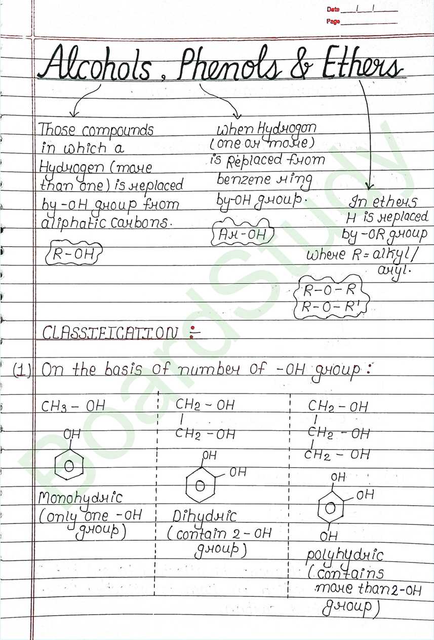 NCERT Class 12 Chemistry Chapter 7 Notes Alcohols, Phenols and Ethers (Handwritten PDF Notes) 1 7. Alcohol phenol & ether_page-0001